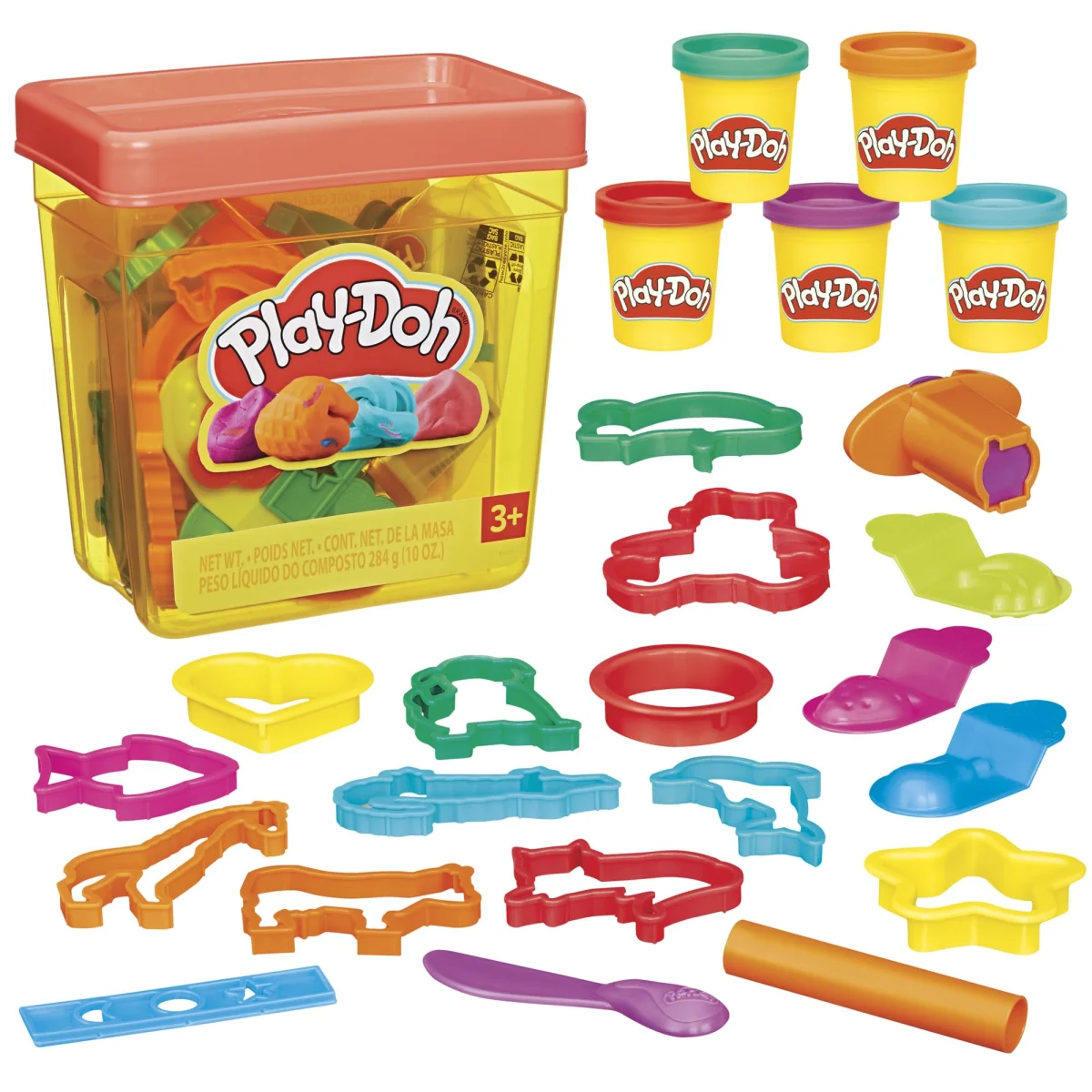 Play-Doh Fun Tub Set, 19 Accessories & Reusable Storage Container, Preschool Toys, Kids Arts & Crafts, Back to School Gifts, Ages 3+