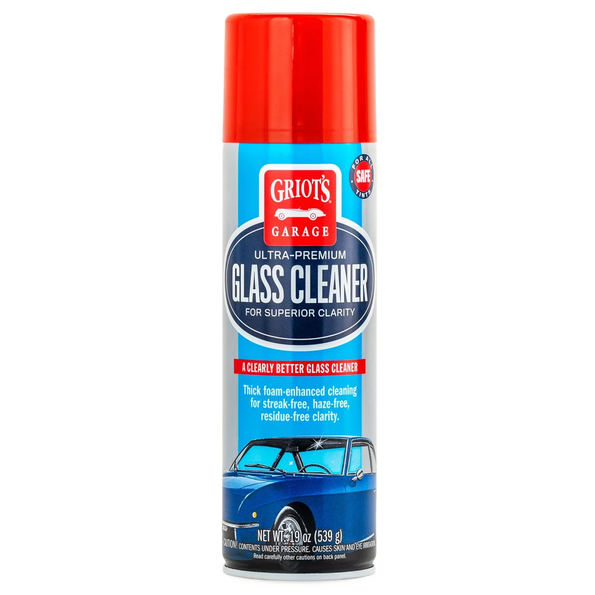 Griot's Garage Ultra-Premium Foaming Glass Cleaner, Streak-Free Aerosol Spray for Car Windows, Windshields, and Mirrors, Tint-Safe Ammonia-Free Formula - 19 Oz