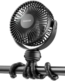 Gaiatop Mini Portable Stroller Fan, Rechargeable 3-Speed Flexible Tripod Fan for Car Seat - Black