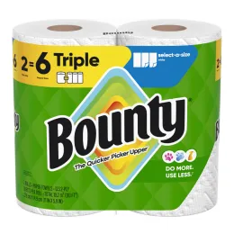 Bounty Select-A-Size White Paper Towels, The Quicker Picker Upper - 2 Triple Rolls