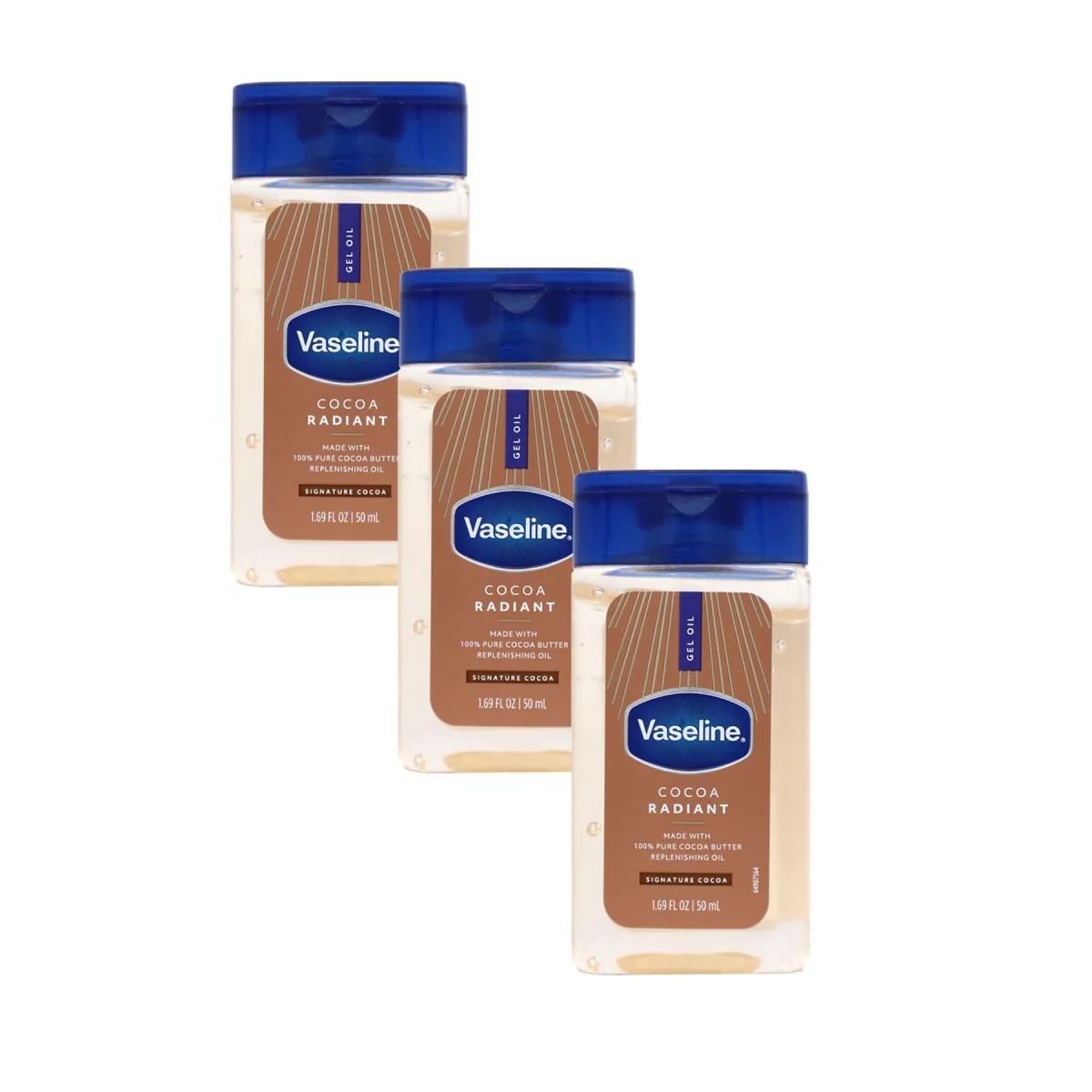 Vaseline Cocoa Radiant Replenishing Body Oil Gel, Travel Size - 1.69 Fl Oz (3 Pack)