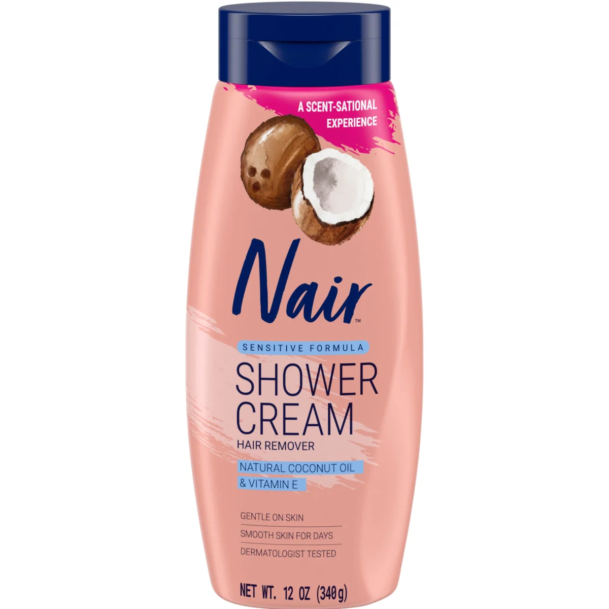 Nair Sensitive Formula Hair Remover Shower Cream with Coconut Oil & Vitamin E - 12 Oz