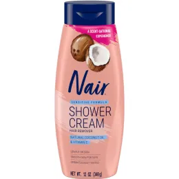 Nair Sensitive Formula Hair Remover Shower Cream with Coconut Oil & Vitamin E - 12 Oz