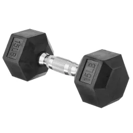 Amazon Basics Rubber Hex Dumbbell Hand Weight, 15 lbs Cast Iron Single Dumbbell